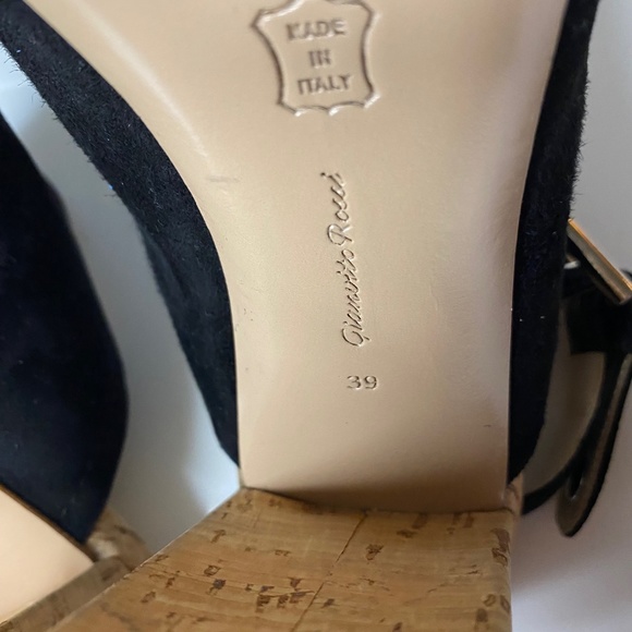 GIANVITO ROSSI - BLACK SUEDE OPEN-TOE SLING BACK SANDALS - 39 - Picture 5 of 7